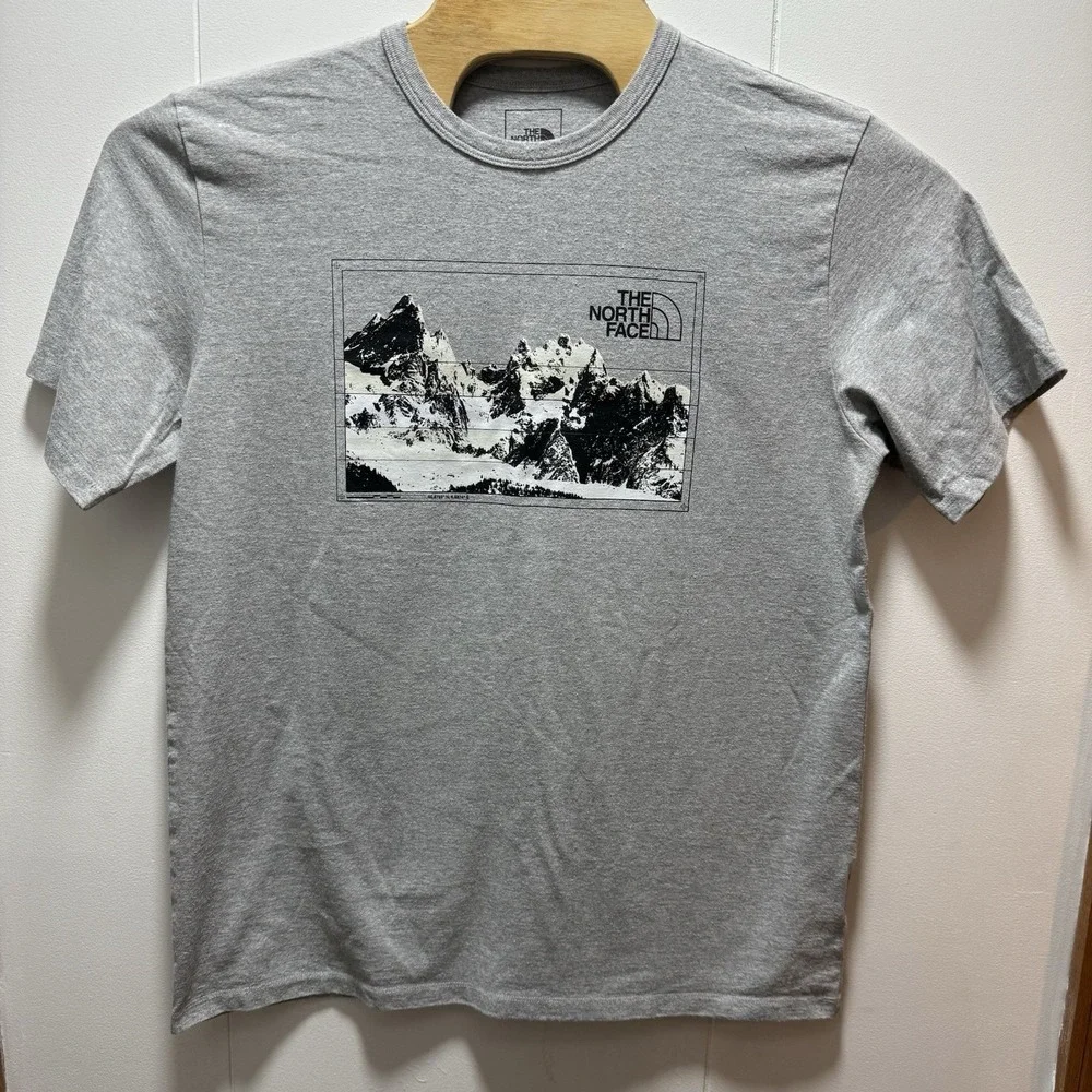 The‎ North Face Shirt Mens Size Large Short Sleeve Gray Mountains